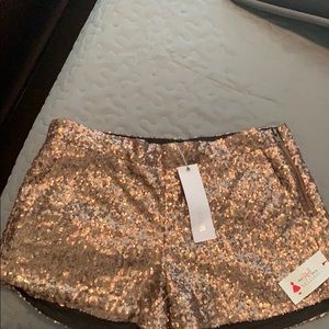 Bronze Sequin Short Shorts Sz L NWT